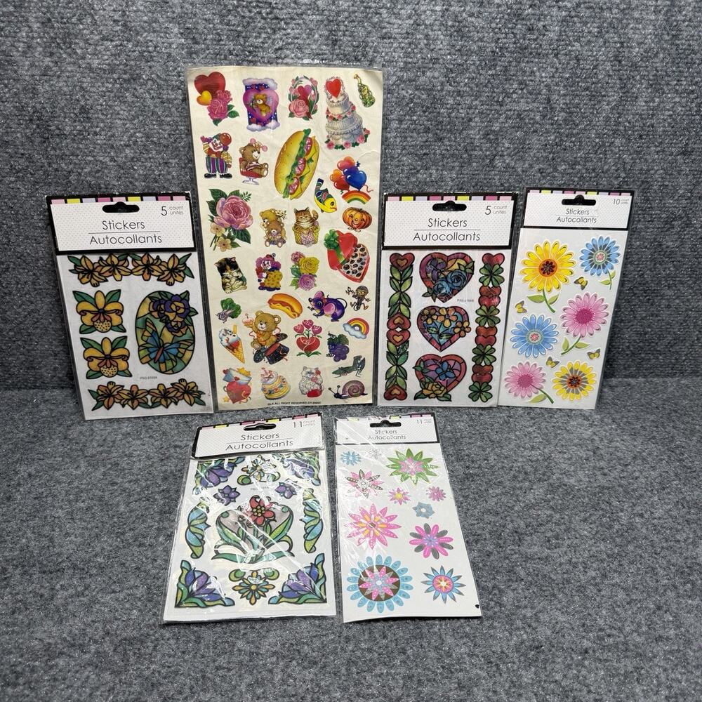 Vintage Sticker Lot Of (6 Packs) Sealed Floral Stained Glass Look Y2K Style
